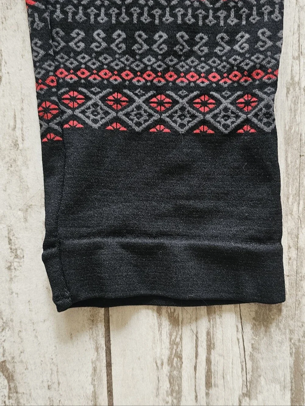 Lane Bryant Black & Red Patterned Leggings / Footless Tights E/F - 2X-3X